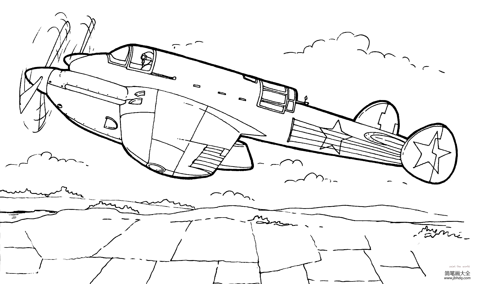 二战简笔画轰炸机图片