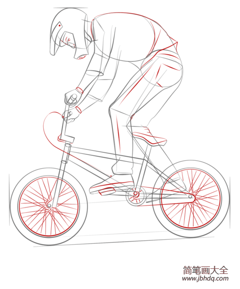 如何画自行车特技人
