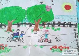 清明节主题儿童画图片：放风筝