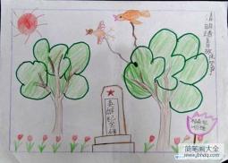 一年级清明节儿童画：清明踏青放风筝