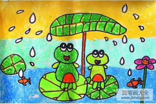 清明节儿童画图片-清明节下雨了