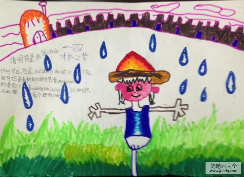 及时的春雨清明节小学生的绘画作品欣赏
