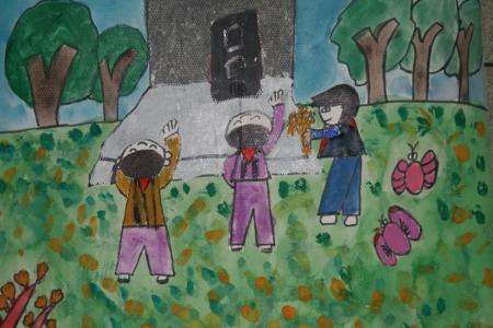 清明节扫墓儿童画-清明祭英烈