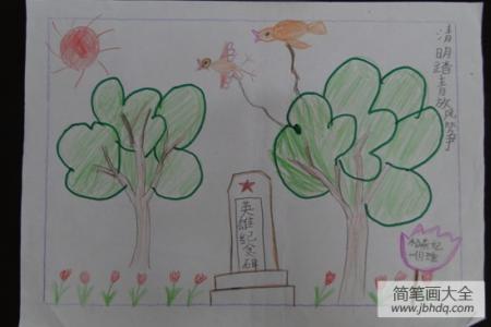 关于清明节的儿童画-清明踏青放风筝