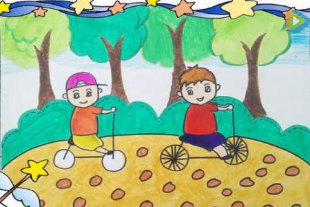 儿童画第十二课：奥运会自行车比赛