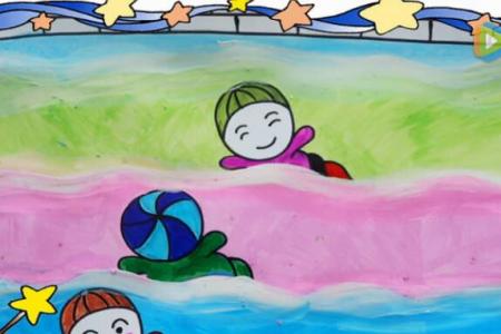 儿童画第十四课：奥运会 游泳比赛