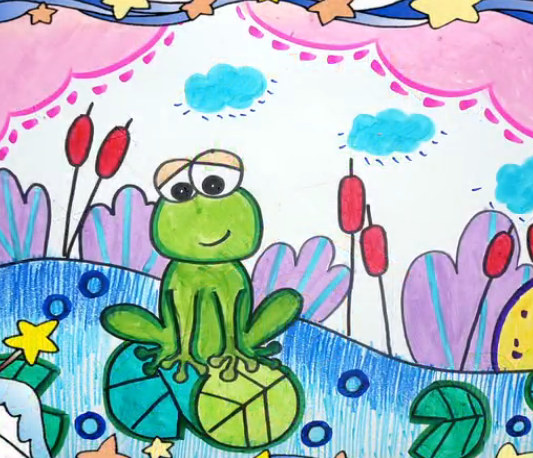 儿童画第45课：河边的青蛙