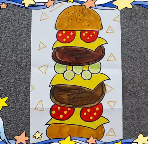 儿童画第29课：会变形的汉堡