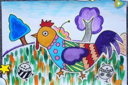 儿童画第31课：可爱的大公鸡