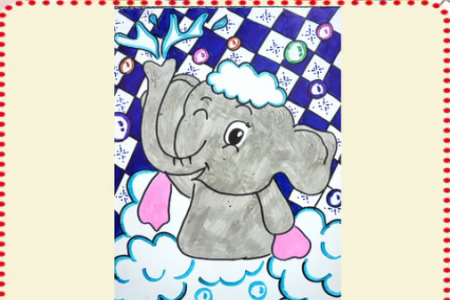 儿童画第37课：大象爱洗澡