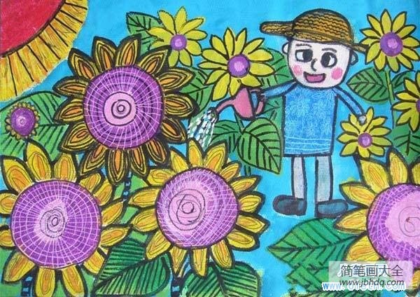 小学生五一劳动节儿童画水彩画作品：爱劳动的我