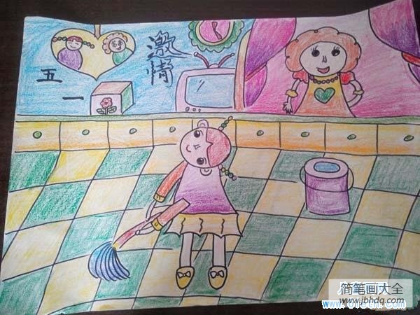 少年儿童五一劳动节儿童绘画图片：激情五一