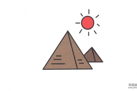 简单的金字塔风景简笔画