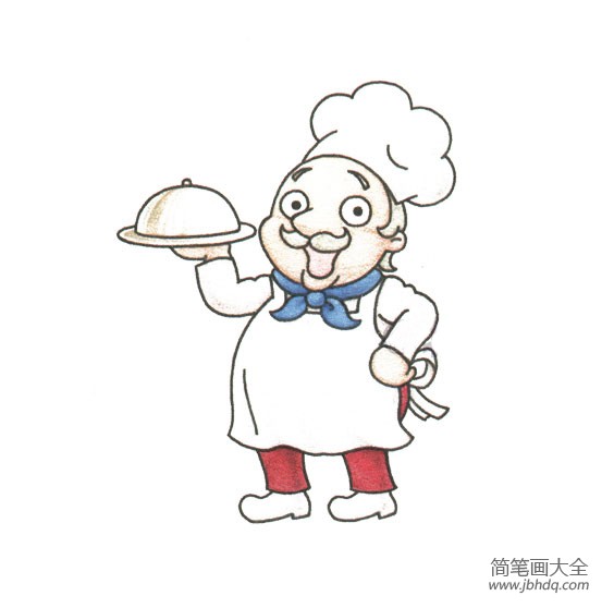 开心的厨师简笔画