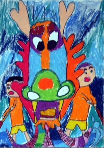 欢乐节日儿童画-端午赛龙舟