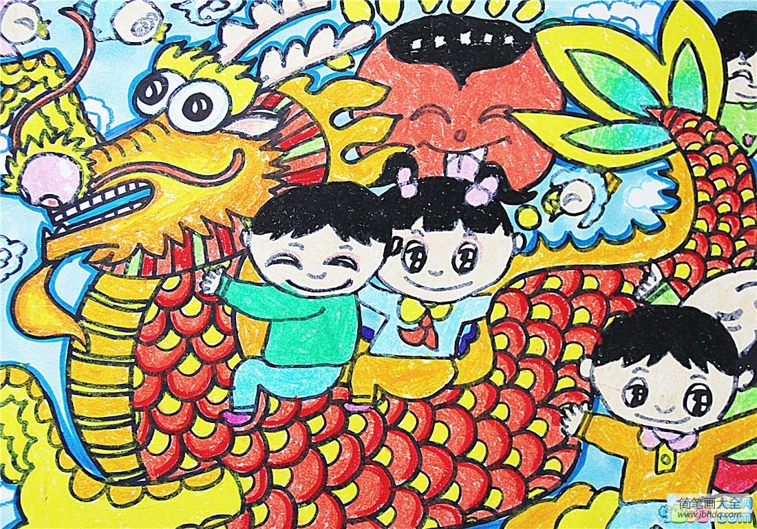 端午节赛龙舟儿童画-happy端午节