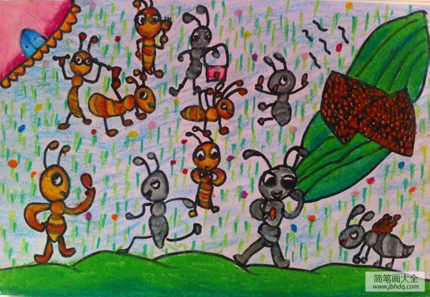 小蚂蚁分粽子端午节创意儿童画作品分享