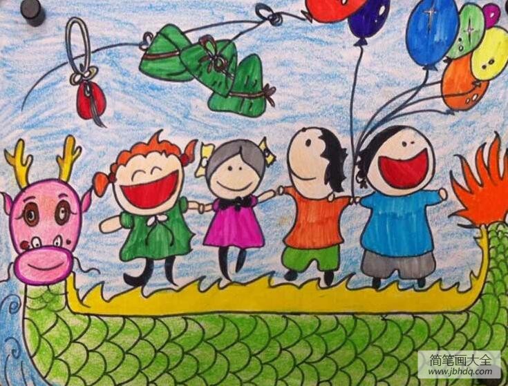 六年级端午节绘画作品之开心快乐的端午节