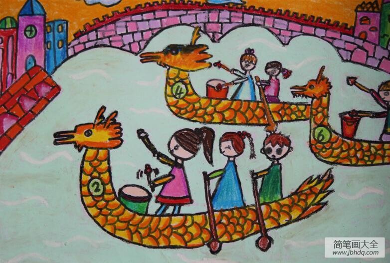 划龙舟真有趣儿童端午节图画分享