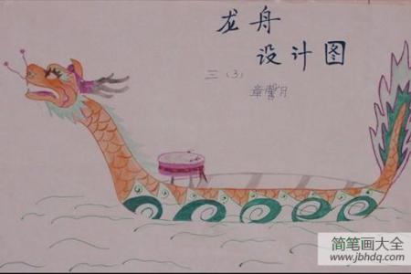 端午节习俗儿童画-龙舟设计图