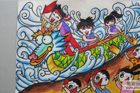 赛龙舟图片儿童画-乘风破浪
