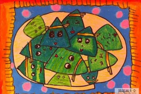 可爱的小粽子端午节绘画作品分享