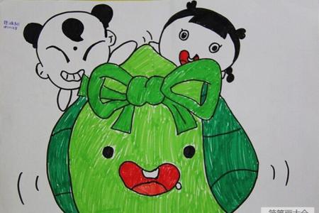 抱粽子的小娃娃端午节创意儿童画作品展示
