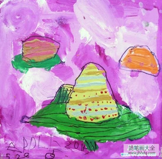 端午节粽子儿童水粉画作品欣赏