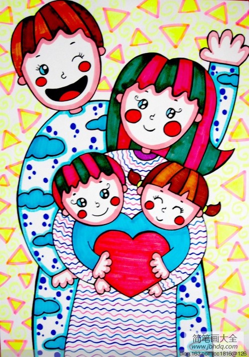有关劳动节的儿童画-幸福一家人