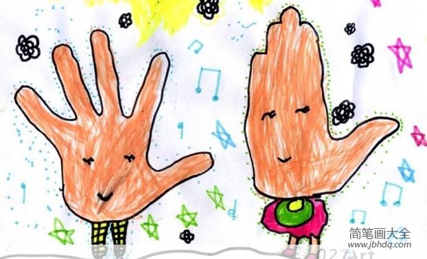 创意儿童水彩画-劳动的双手