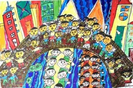 少儿端午节儿童画画图片：赛龙舟