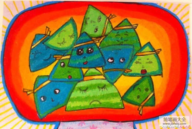 端午节儿童画 可爱的粽子