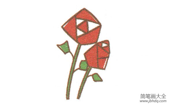 两朵玫瑰花的画法