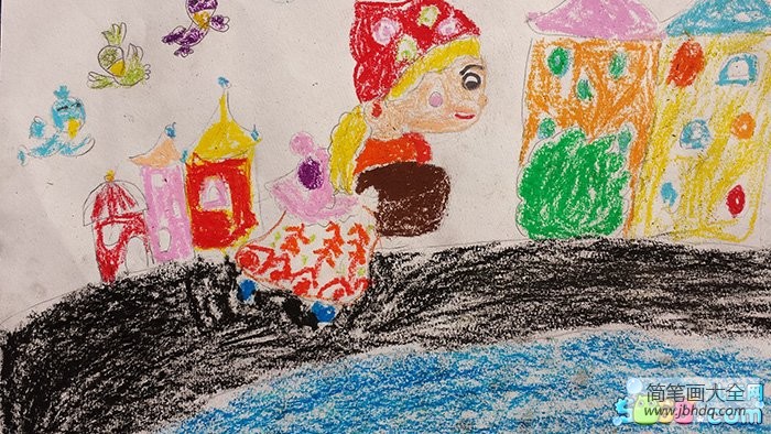 儿童水彩画作品-童话里的妈妈