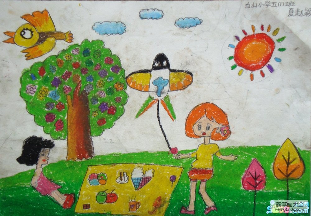8一9岁儿童画简单 春天图片
