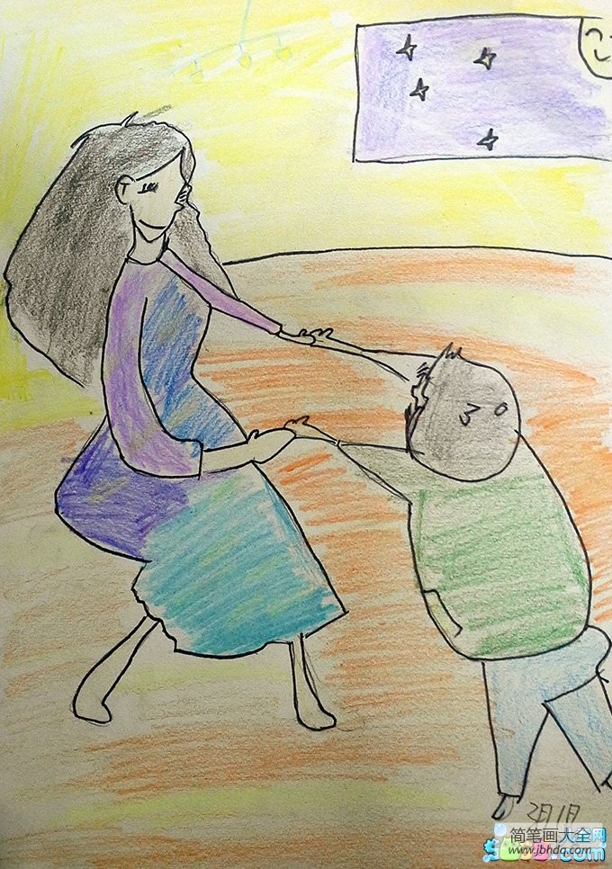 有关母亲节的儿童画-幸福的时光