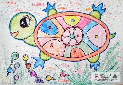 儿童彩色铅笔画作品欣赏-小蝌蚪找妈妈
