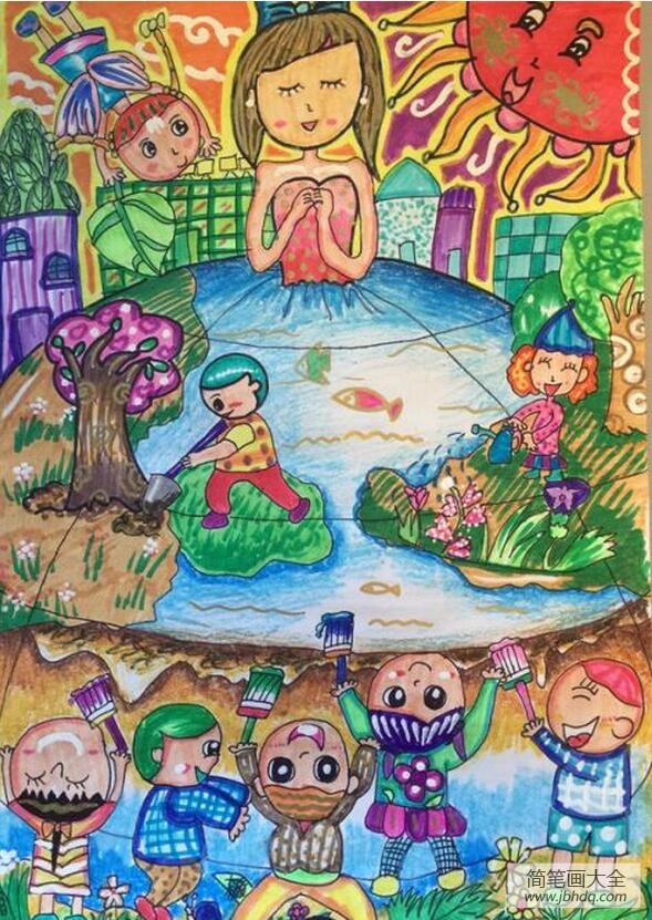 我爱地球妈妈世界地球日儿童画获奖作品展示