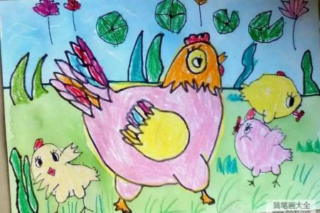 小鸡和鸡妈妈幼儿园春天的画作品分享