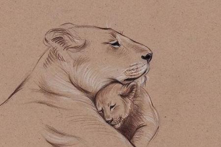 狮子妈妈和小狮子母亲节儿童创意画图片大全