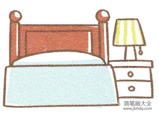 家里的床简笔画