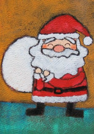 六一儿童节蜡笔画-慈祥的圣诞老人