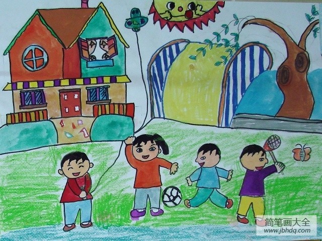 一年级庆六一儿童画-欢乐广场
