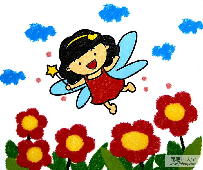 六一主题儿童画作品-快乐的小仙女
