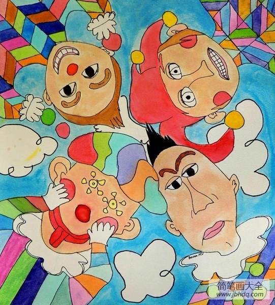 精彩的小丑表演六一儿童节画画图片欣赏