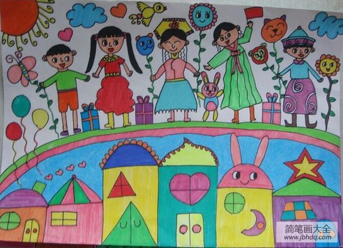 共同庆祝儿童节六一儿童节画画作品赏析