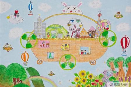 会飞的城堡六一儿童节创意画作品欣赏