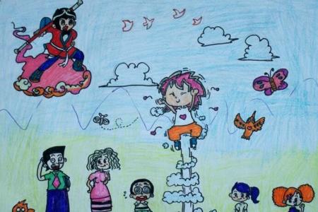 愉快的儿童节二年级六一画画作品欣赏