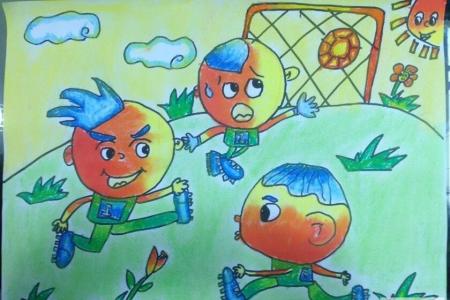 趣味足球赛欢乐六一的绘画图片分享