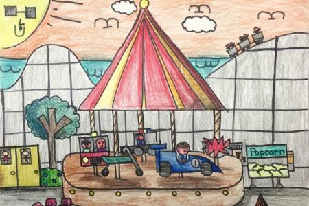 好玩的游乐场六一儿童节主题画作品分享